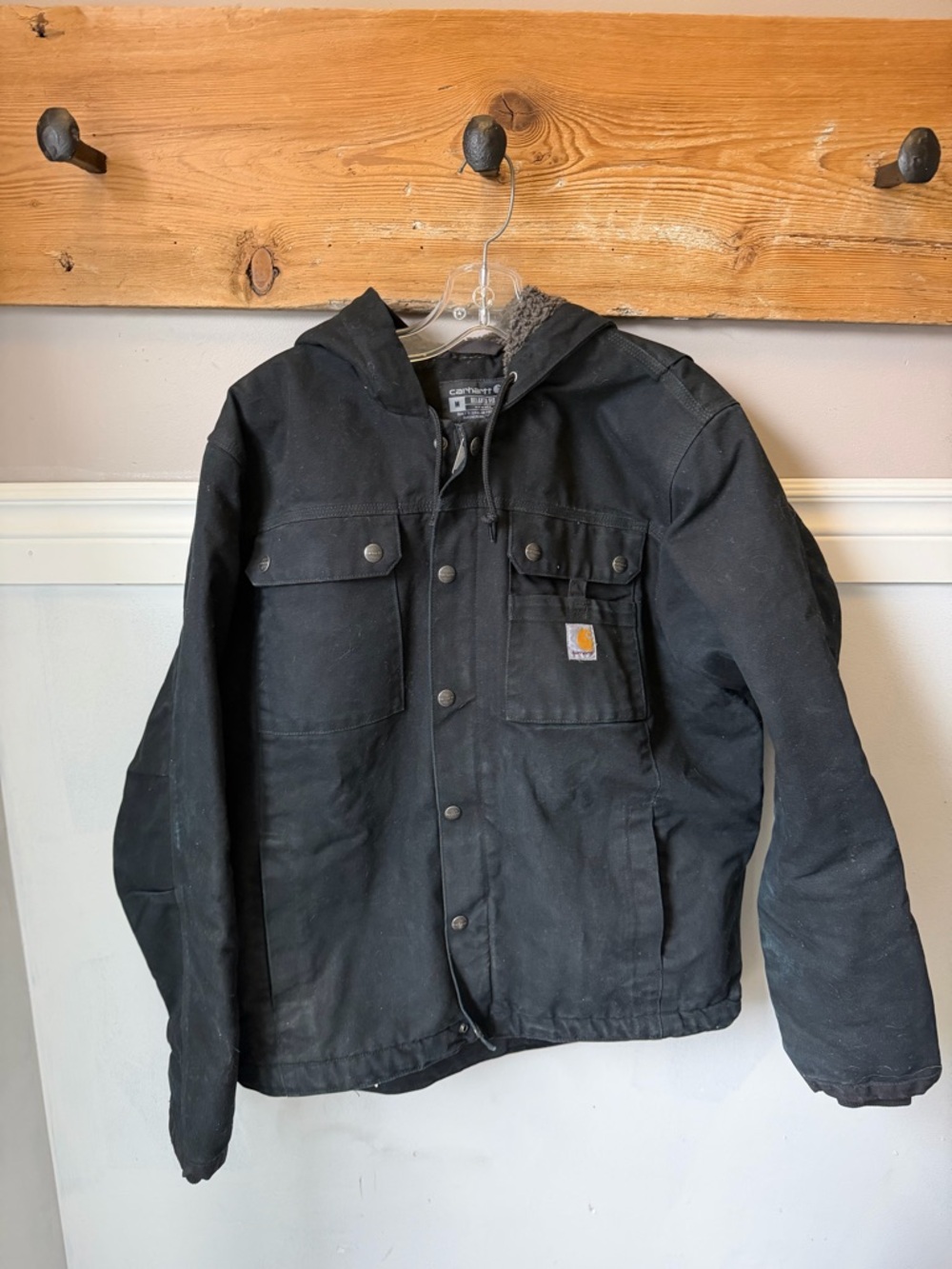 Carhartt Relaxed Fit Sherpa Lined Hooded Jacket Black M
